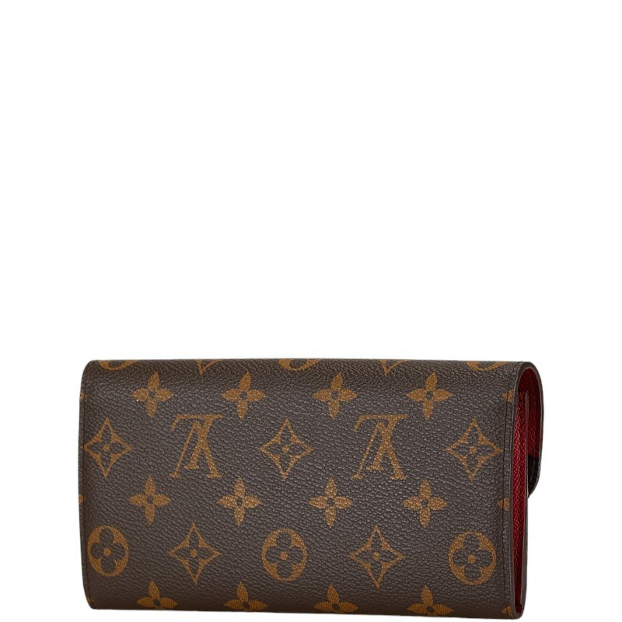 Louis Vuitton Monogram Portefeuille Emily Long Wallet M60697 Brown Fuchsia Red PVC Leather Women's LOUIS VUITTON