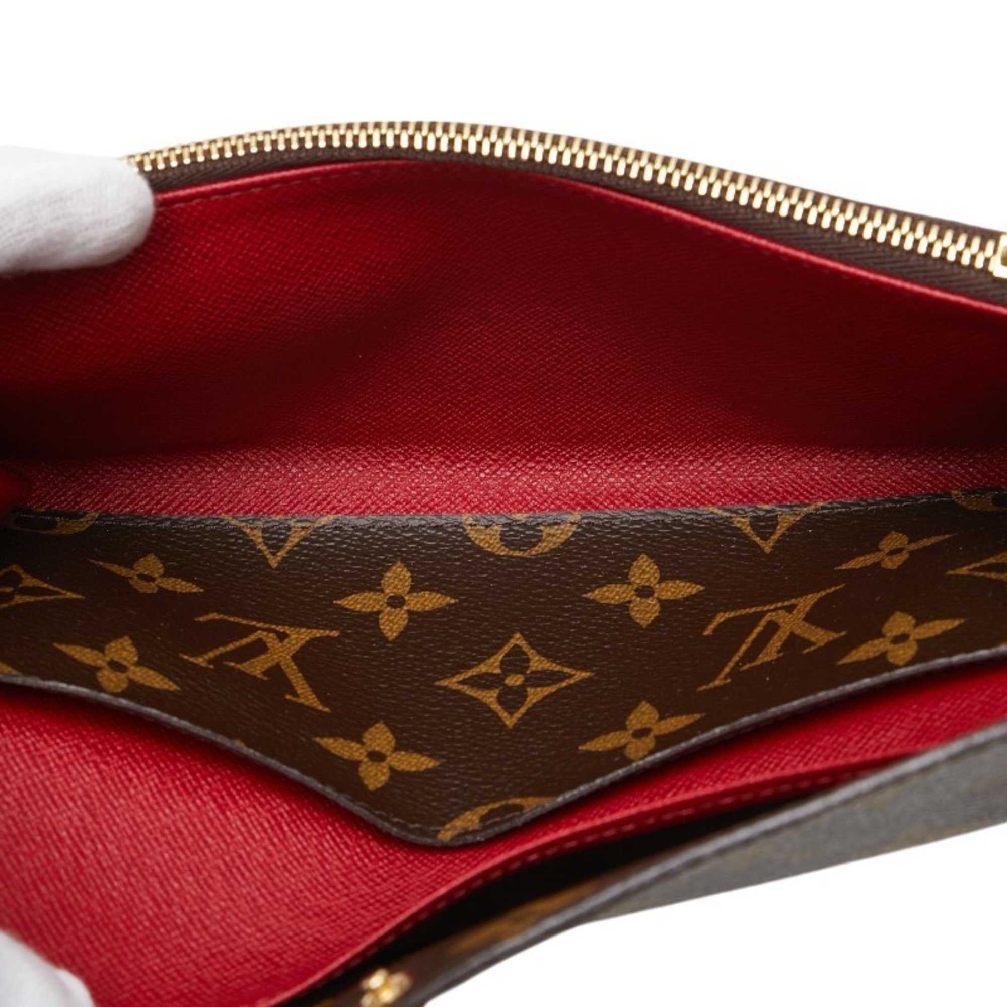 Louis Vuitton Monogram Portefeuille Emily Long Wallet M60697 Brown Fuchsia Red PVC Leather Women's LOUIS VUITTON