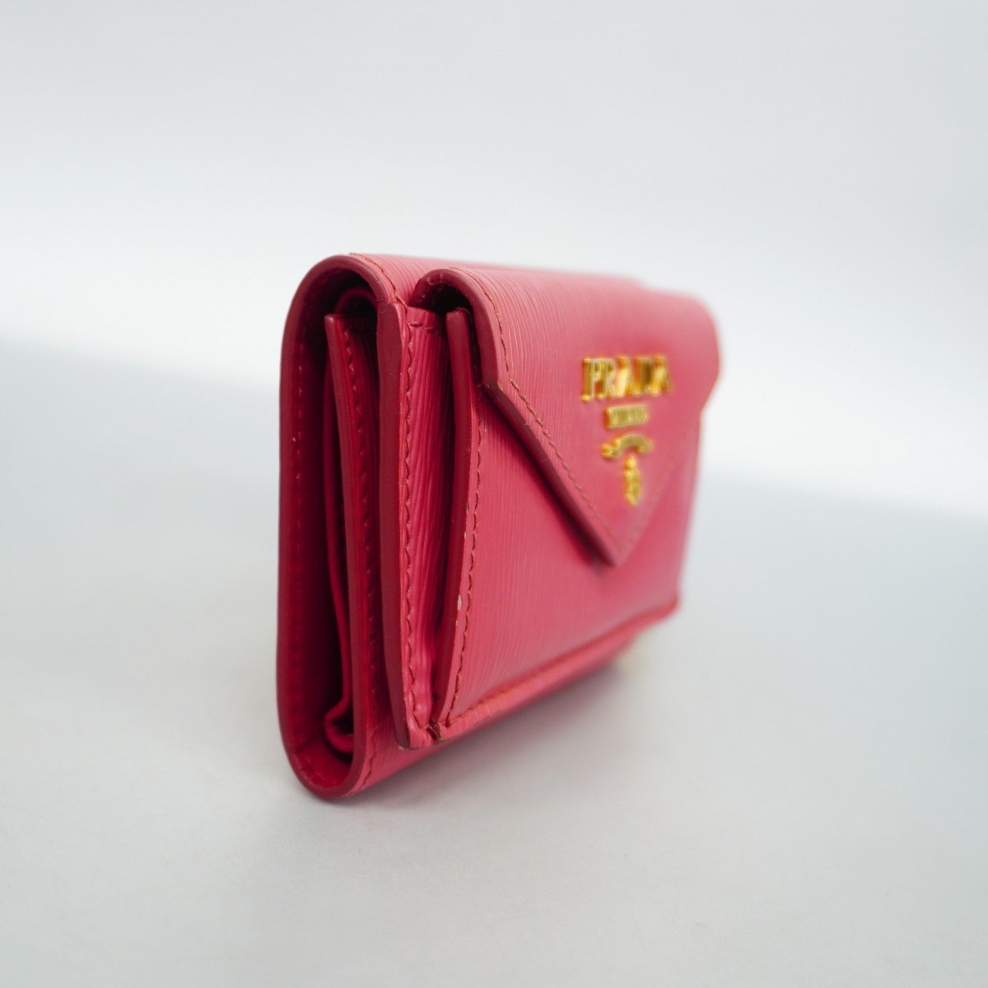 Prada Tri-fold Wallet Saffiano Leather Pink Women's