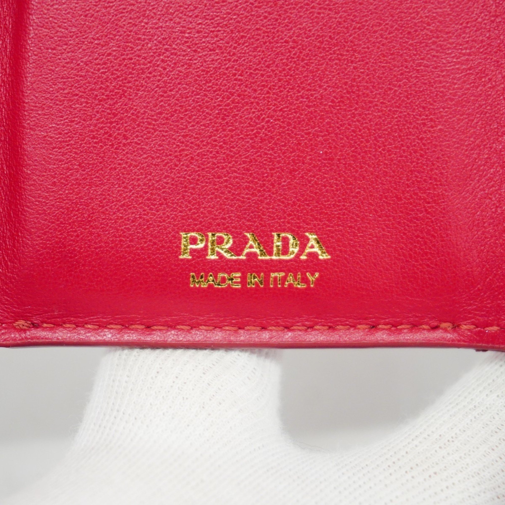 Prada Tri-fold Wallet Saffiano Leather Pink Women's