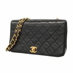 Chanel Shoulder Bag Matelasse Chain Lambskin Black Women's