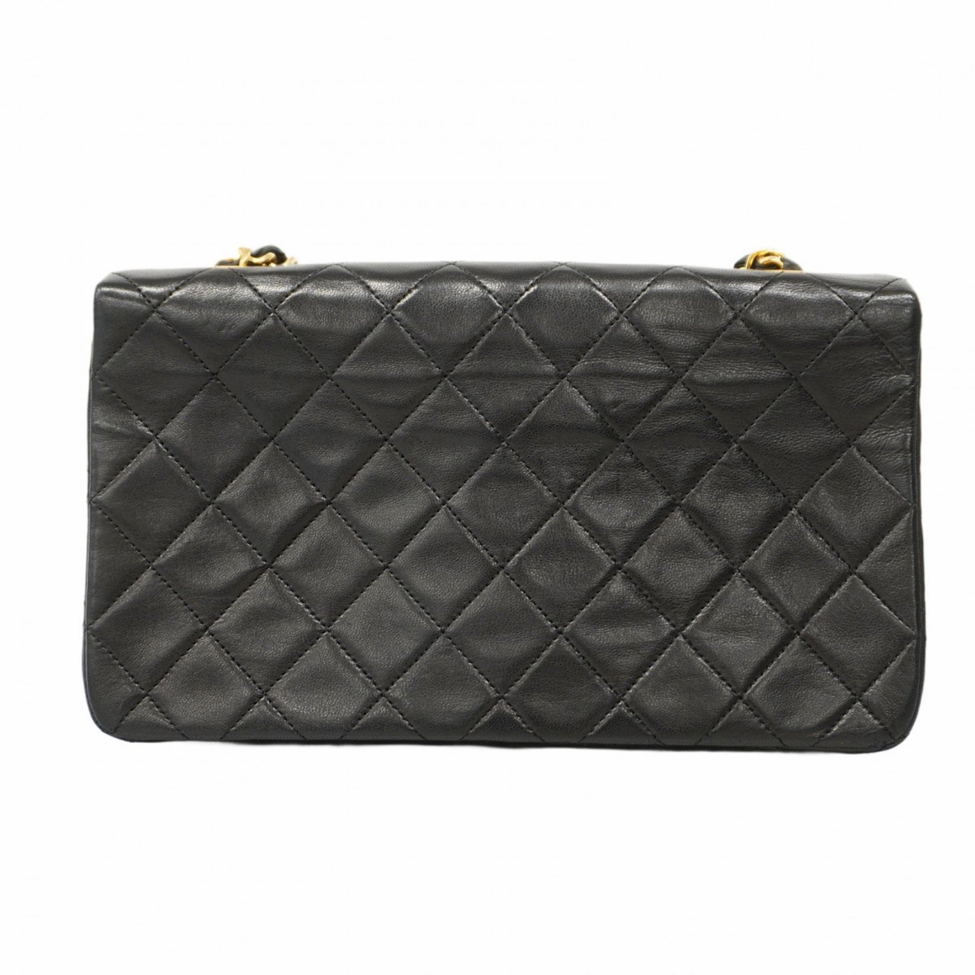 Chanel Shoulder Bag Matelasse Chain Lambskin Black Women's