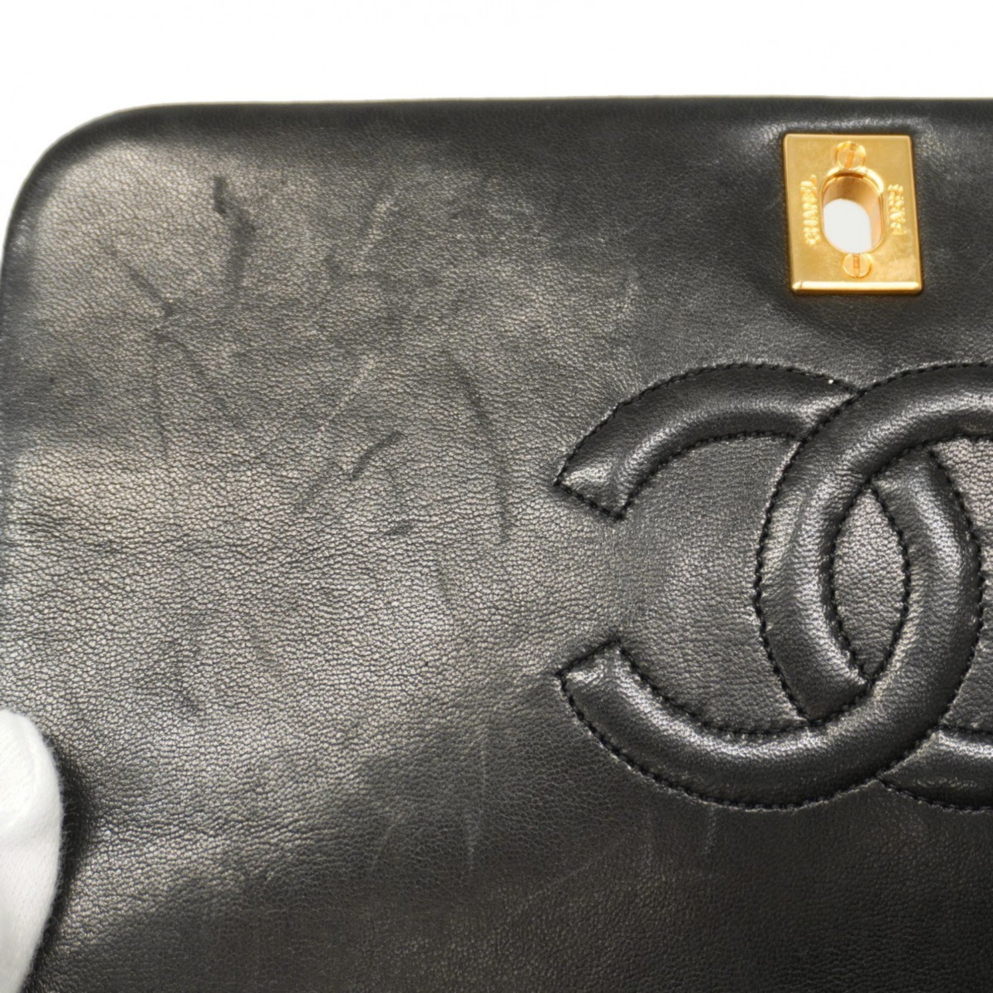 Chanel Shoulder Bag Matelasse Chain Lambskin Black Women's