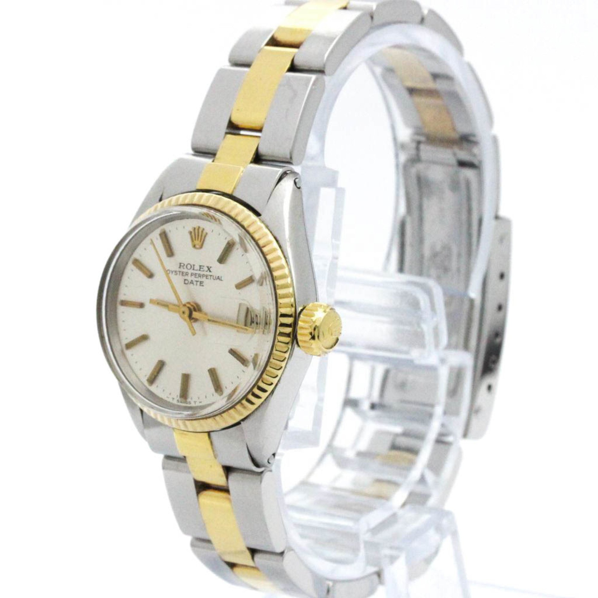 Vintage ROLEX Oyster Perpetual Date 6517 Yellow Gold Steel Ladies Watch BF578011