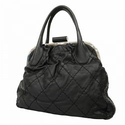 Chanel Tote Bag Wild Stitch Leather Black Women's