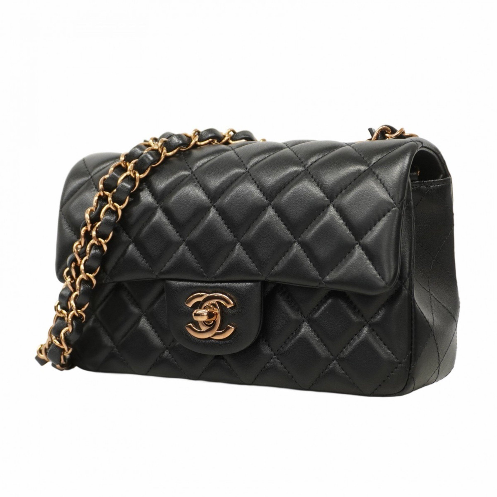 Chanel Shoulder Bag Matelasse Chain Lambskin Black Women's