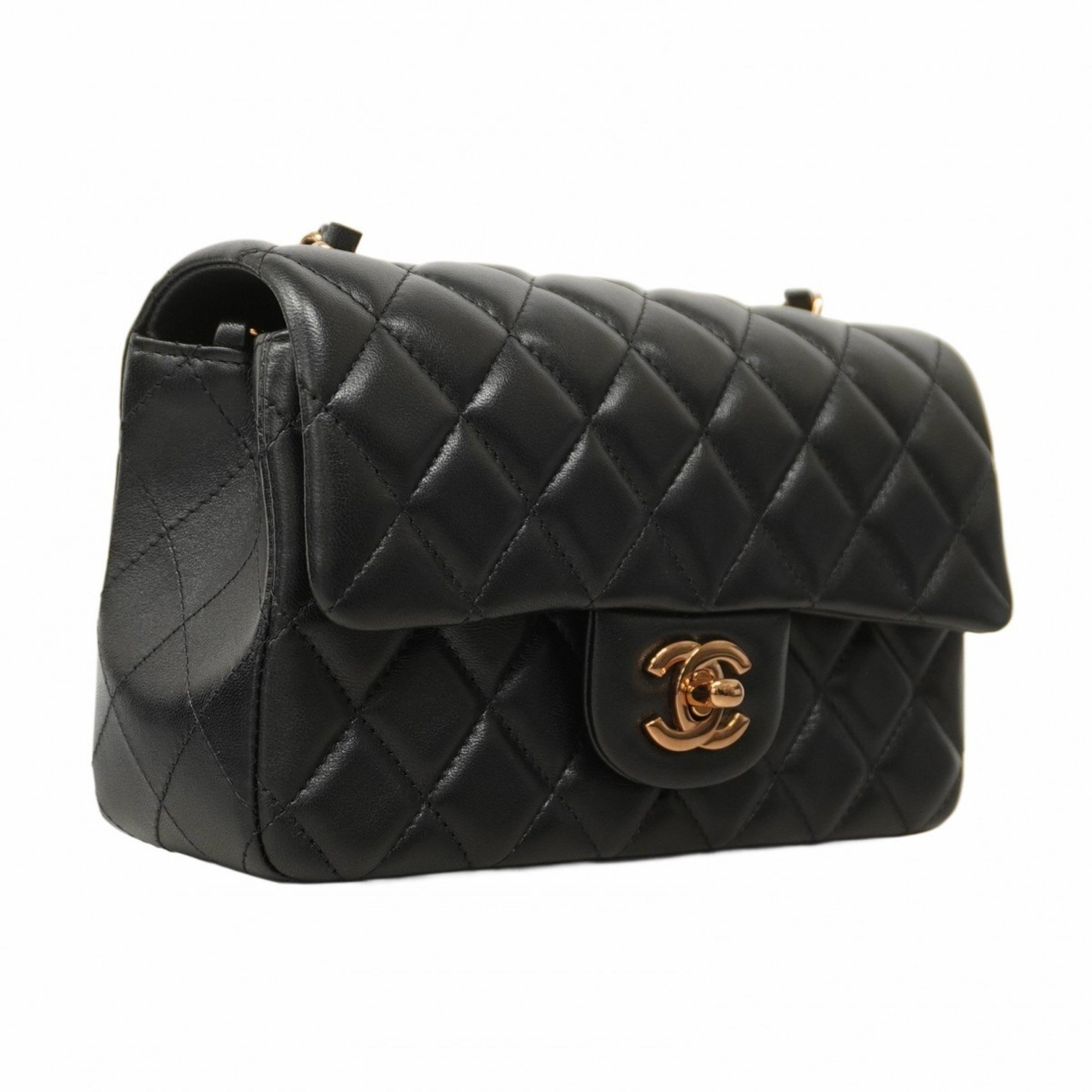 Chanel Shoulder Bag Matelasse Chain Lambskin Black Women's