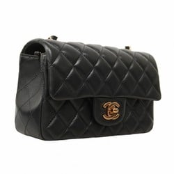 Chanel Shoulder Bag Matelasse Chain Lambskin Black Women's