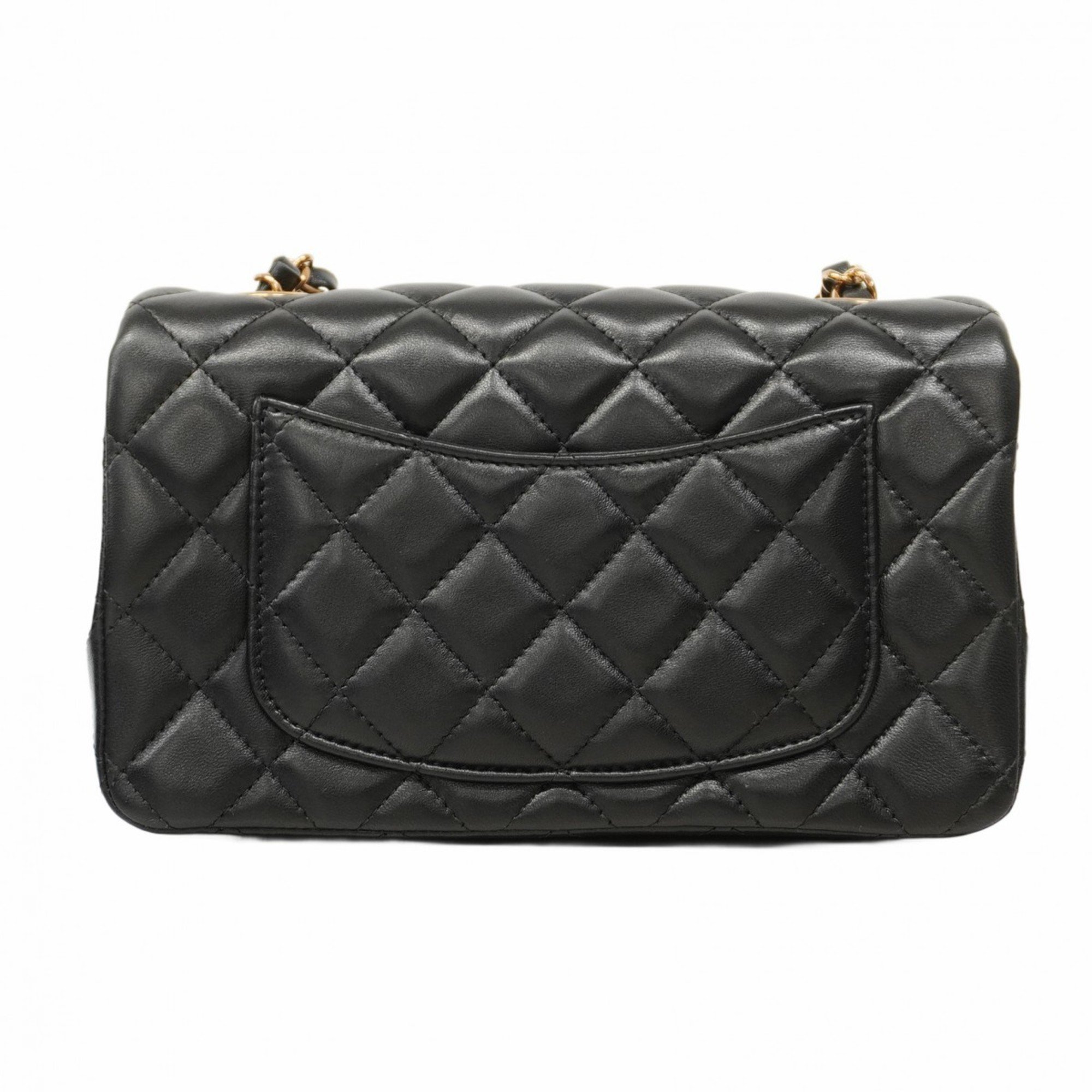 Chanel Shoulder Bag Matelasse Chain Lambskin Black Women's