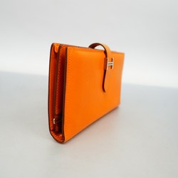 Hermes Long Wallet Bearn Soufflet Veau Epsom Orange P Stamp Ladies