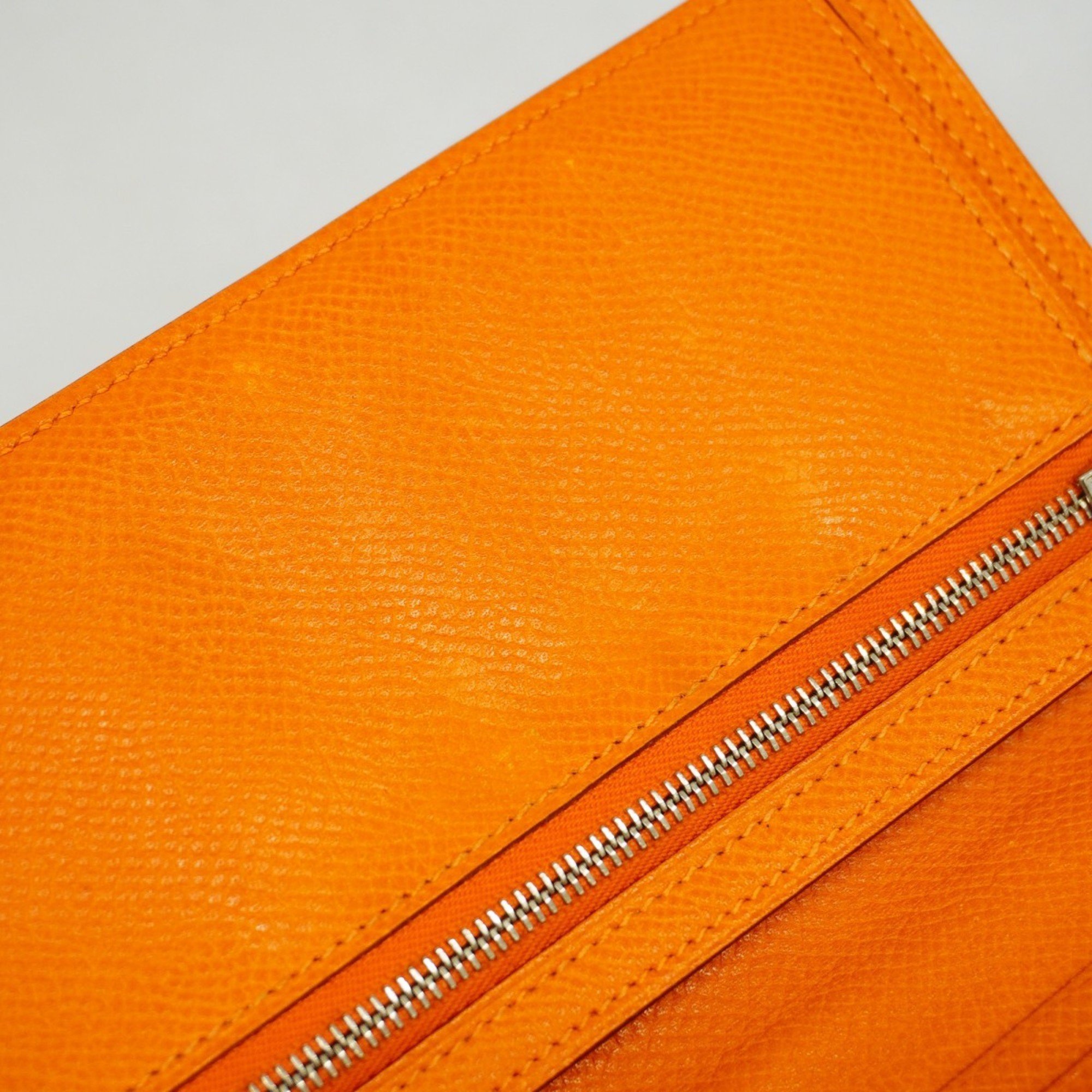 Hermes Long Wallet Bearn Soufflet Veau Epsom Orange P Stamp Ladies