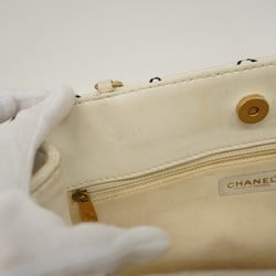 Chanel Shoulder Bag Wild Stitch Chain Leather White Women's