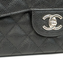 Chanel Shoulder Bag Deca Matelasse W Flap Chain Caviar Skin Black Women's