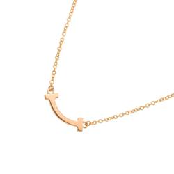 Tiffany & Co. T Smile Necklace 45cm K18 PG Pink Gold 750