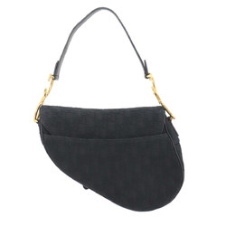 Christian Dior Trotter Saddle Bag Shoulder Canvas Black