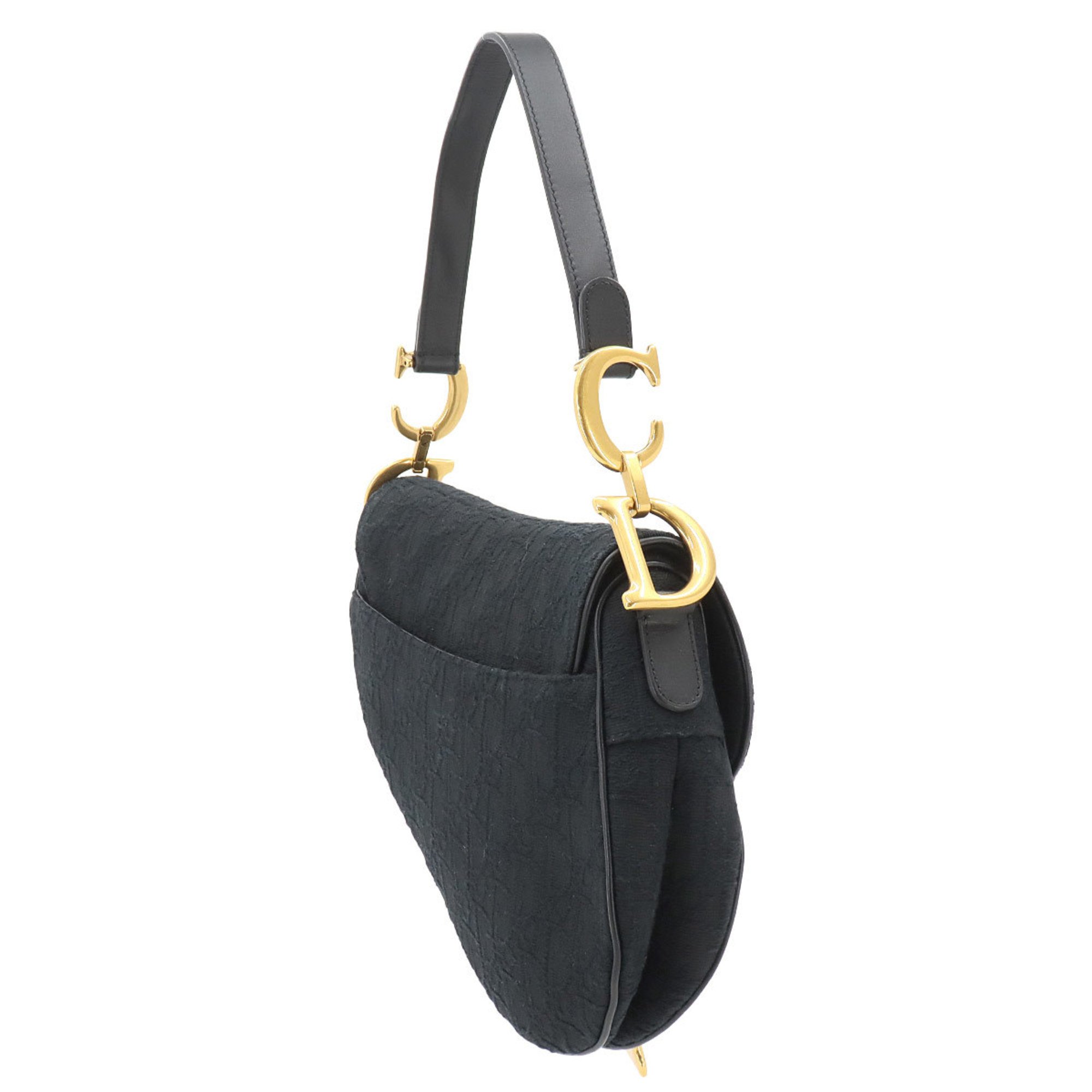 Christian Dior Trotter Saddle Bag Shoulder Canvas Black