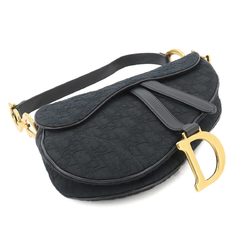 Christian Dior Trotter Saddle Bag Shoulder Canvas Black