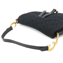 Christian Dior Trotter Saddle Bag Shoulder Canvas Black