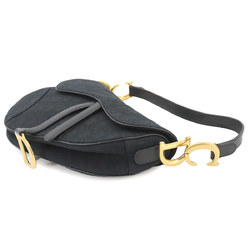 Christian Dior Trotter Saddle Bag Shoulder Canvas Black