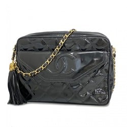 Chanel Shoulder Bag, Matelasse Chain Shoulder, Patent Leather, Black, Women's