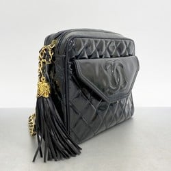 Chanel Shoulder Bag, Matelasse Chain Shoulder, Patent Leather, Black, Women's