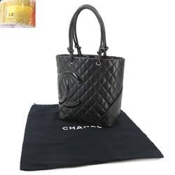 CHANEL Cambon Line Medium Leather Patent Black A25167 Silver Hardware Bag