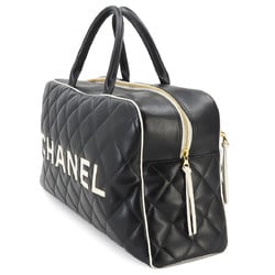 CHANEL Sports Line Matelasse Boston Bag Leather Black Gold Metal Fittings