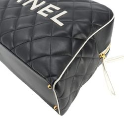 CHANEL Sports Line Matelasse Boston Bag Leather Black Gold Metal Fittings