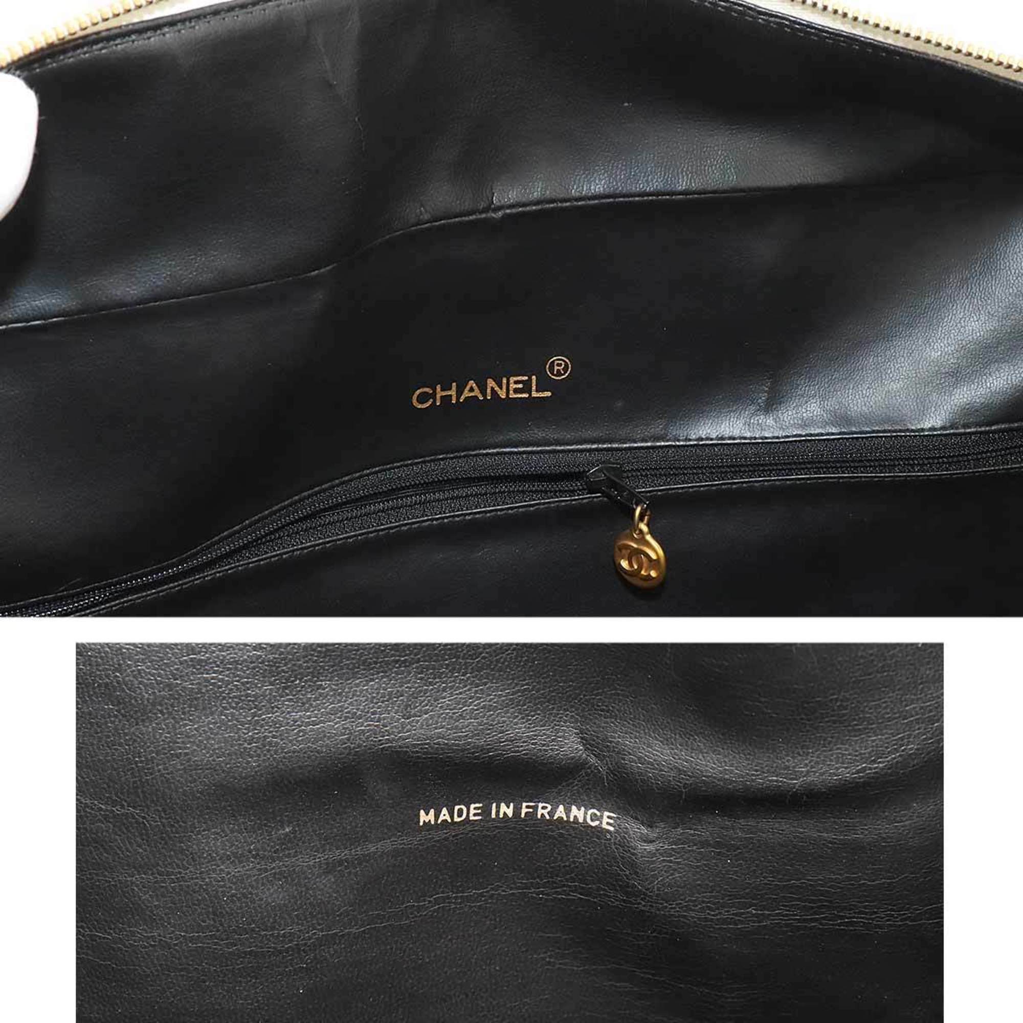 CHANEL Sports Line Matelasse Boston Bag Leather Black Gold Metal Fittings