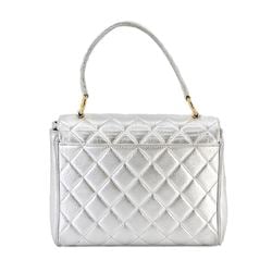 CHANEL Matelasse Handbag Leather Metallic Silver Gold Hardware Bag