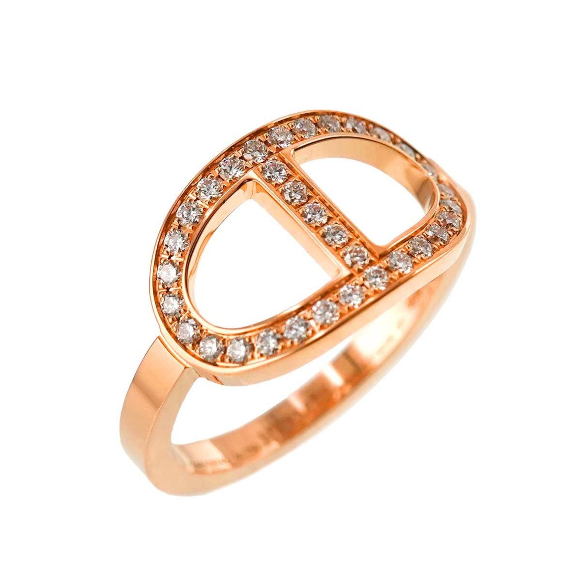 Hermes Chaine d'Ancre Contour #51 Ring Diamond K18 PG Pink Gold 750 dancre