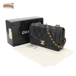 CHANEL Diana Matelasse 22 Chain Shoulder Bag Leather Black A01164