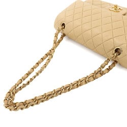 CHANEL Matelasse 25 Chain Shoulder Bag Leather Beige A01112 Gold Hardware