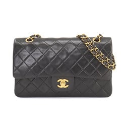 CHANEL Matelasse 25 Chain Shoulder Bag Leather Black A01112 Gold Hardware