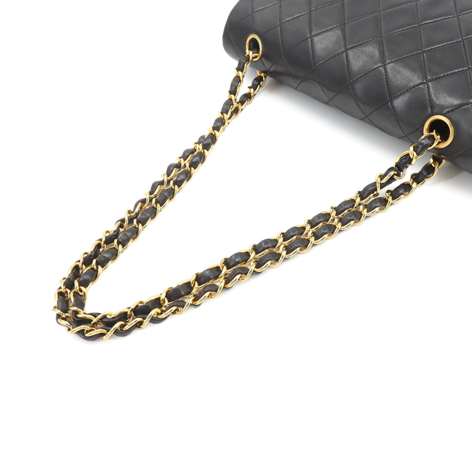 CHANEL Matelasse 25 Chain Shoulder Bag Leather Black A01112 Gold Hardware