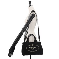 PRADA Canapa 2way Hand Shoulder Bag Canvas Black 1BG439 Mini