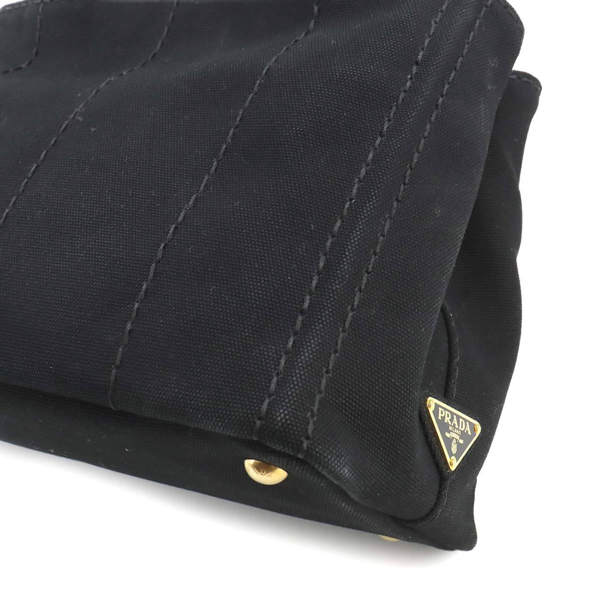 PRADA Canapa 2way Hand Shoulder Bag Canvas Black 1BG439 Mini