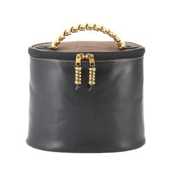 LOEWE Velazquez Vanity Bag Leather Black Brown Gold Hardware