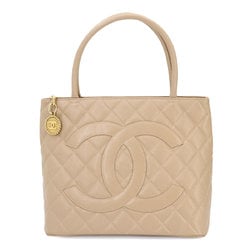 CHANEL Reissue Caviar Skin Beige A01804 Gold Hardware Medallion Tote Bag