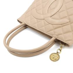 CHANEL Reissue Caviar Skin Beige A01804 Gold Hardware Medallion Tote Bag