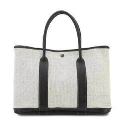 Hermes HERMES Garden 36 PM Toile H Leather Black Grey J Stamp Party