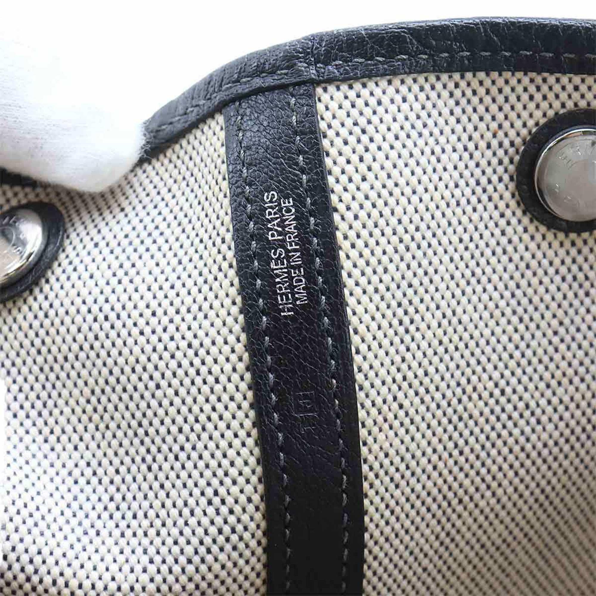 Hermes HERMES Garden 36 PM Toile H Leather Black Grey J Stamp Party