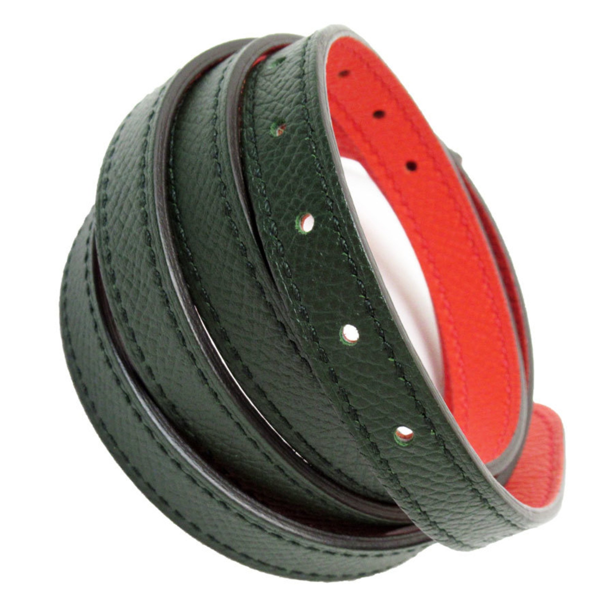 Hermes HERMES belt Chaine d'Ancre leather dark green orange pink silver women's w0848a