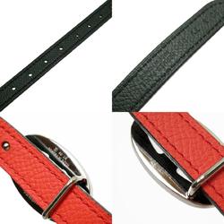 Hermes HERMES belt Chaine d'Ancre leather dark green orange pink silver women's w0848a