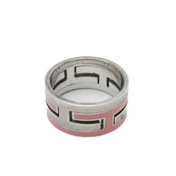 Hermes Move H Silver 925 Casual Band Ring Pink,Silver