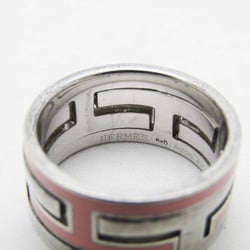 Hermes Move H Silver 925 Casual Band Ring Pink,Silver