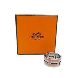 Hermes Move H Silver 925 Casual Band Ring Pink,Silver