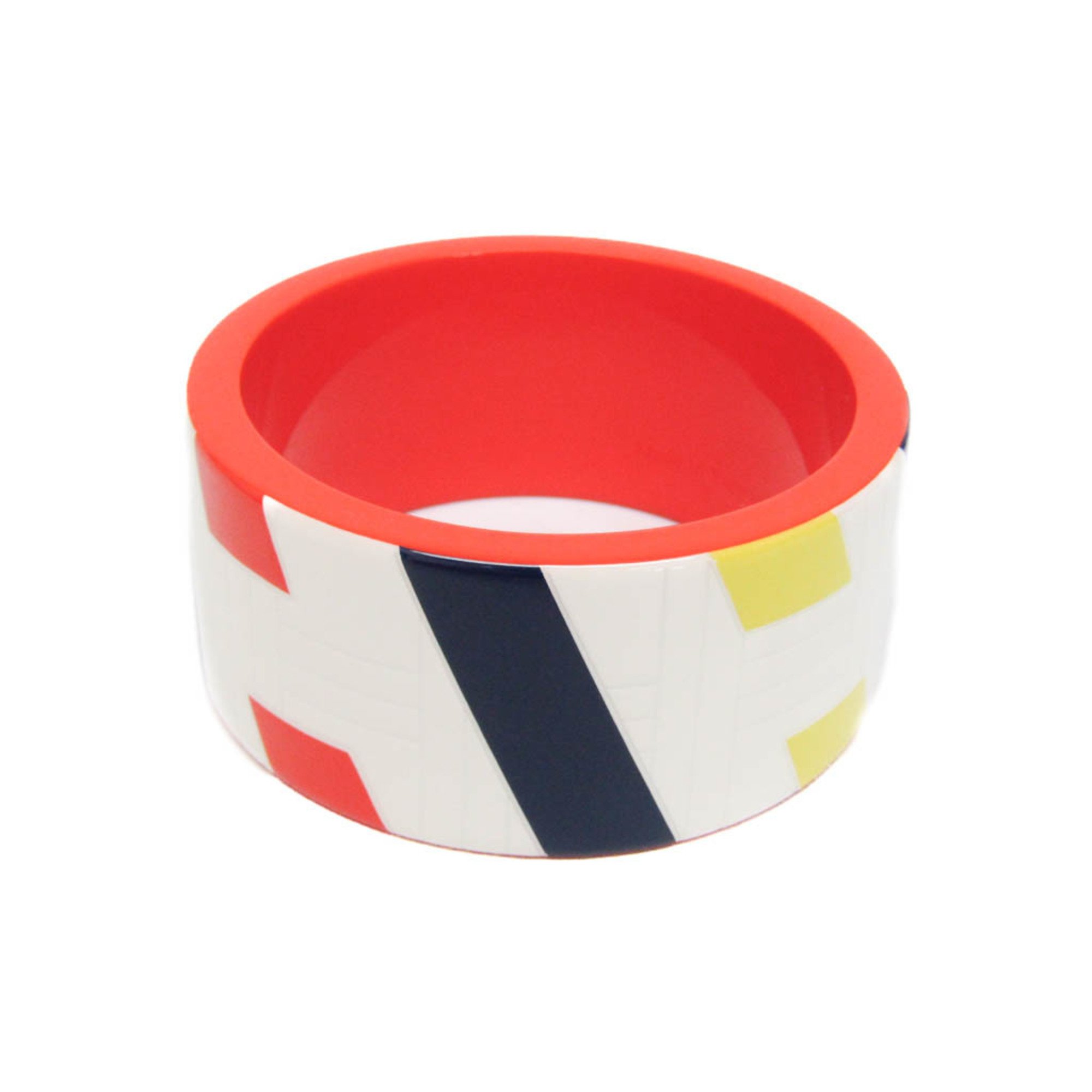 Hermes Bias H GM Lacquer,Wood Bangle Multi-color