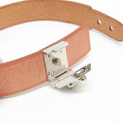 Hermes Leather,Metal Wrap Bracelet Brown,Silver