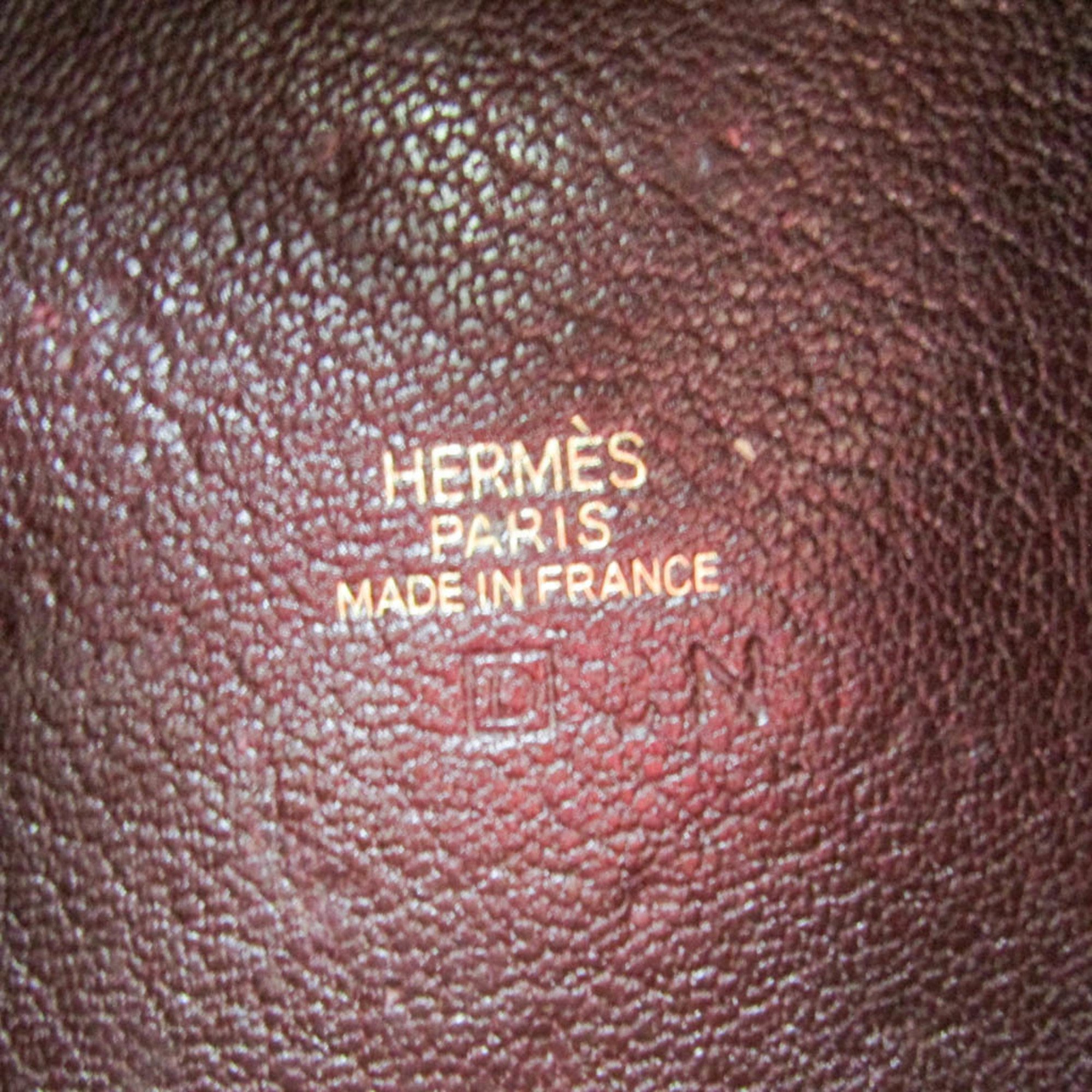 Hermes Zulu Men,Women  Chevre Myzore Leather Coin Purse/coin Case Dark Brown